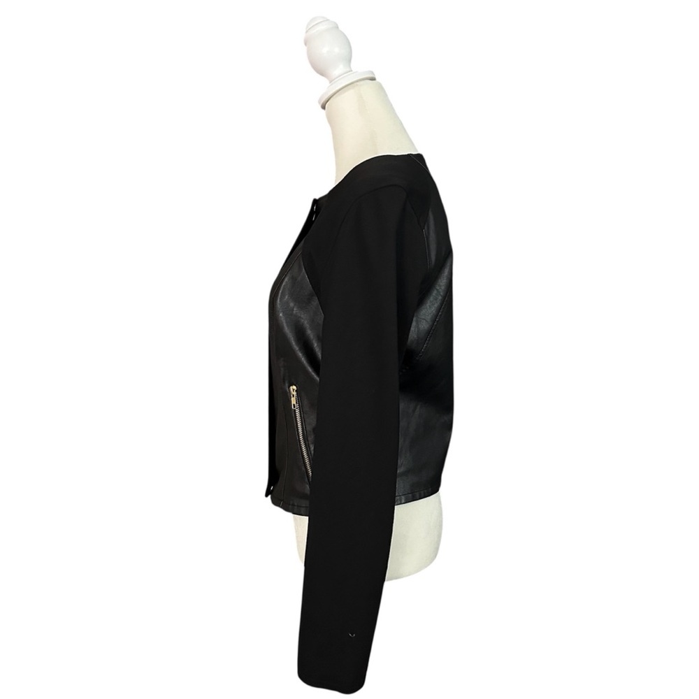 Guess Black Faux Leather Waist-Length Jacket Size Medium - Picture 3 of 12